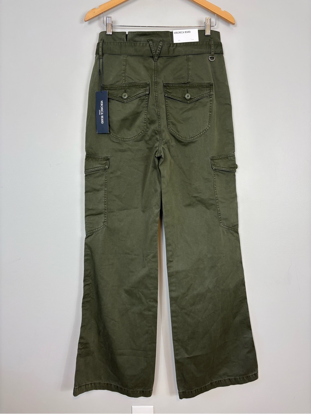 Veronica Beard Damara Cotton Wide-Leg Cargo Pants Sz 29 Cypress Green NWT - Picture 8 of 14